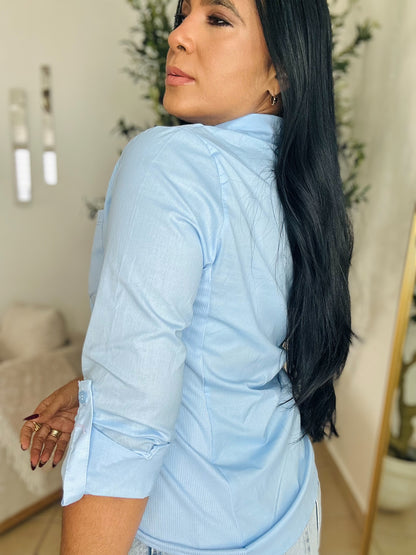 Cielos Blue  Spandex Blouse (esto es de lujo mami)