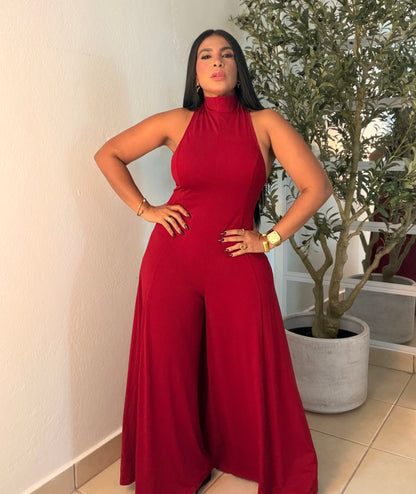 Wide Leg Jumpsuit Red Wine Suelto y forrito debajo spandex. Ajustable porque te trae  mamguillos. De lujo!