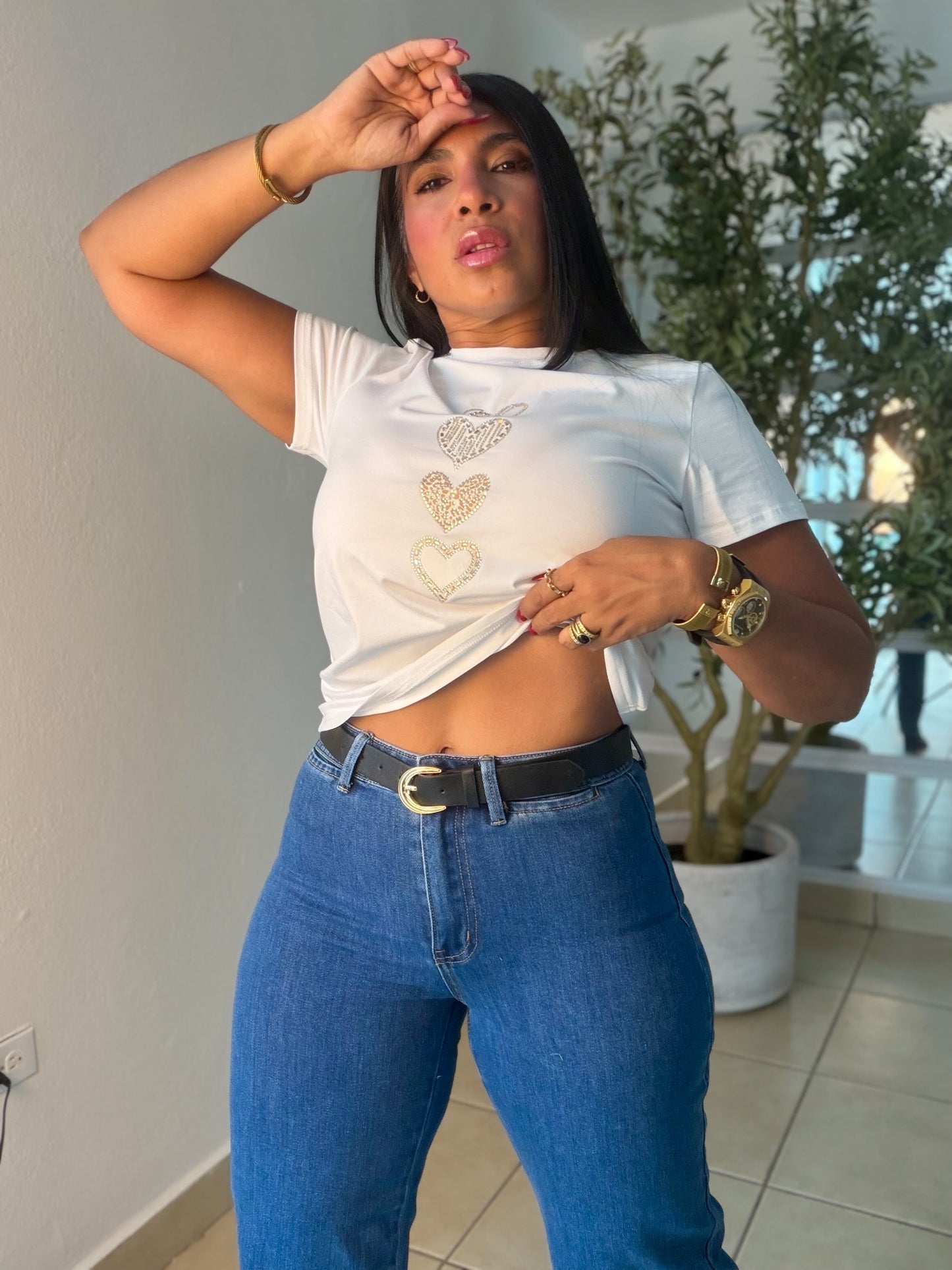 Wide Leg Jeans SPANDEX with belt Blue (correa incluìda) es expandible y moldea el cuerpo