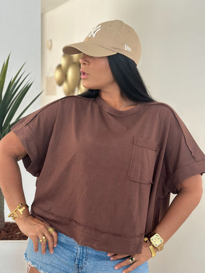 Brown Chocolate Oversized Spandex Top