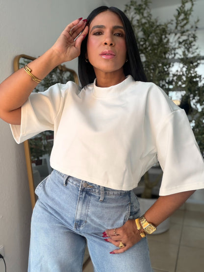 White Luxe Oversized Top