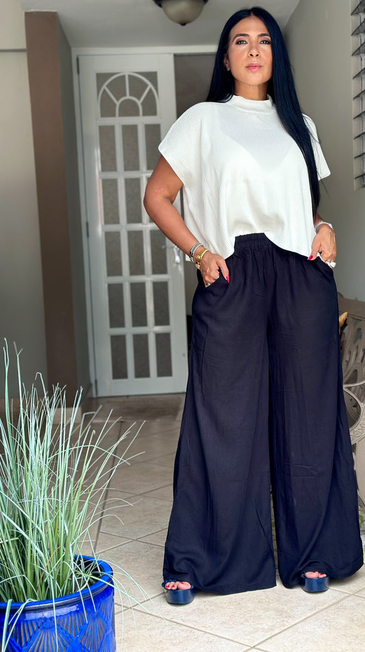 Demarah Luxe Linen Palazzo Spandex Pants (tiene bolsillos)