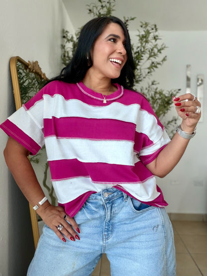 Magenta and White Oversized Top Cotton (SOLD OUT)