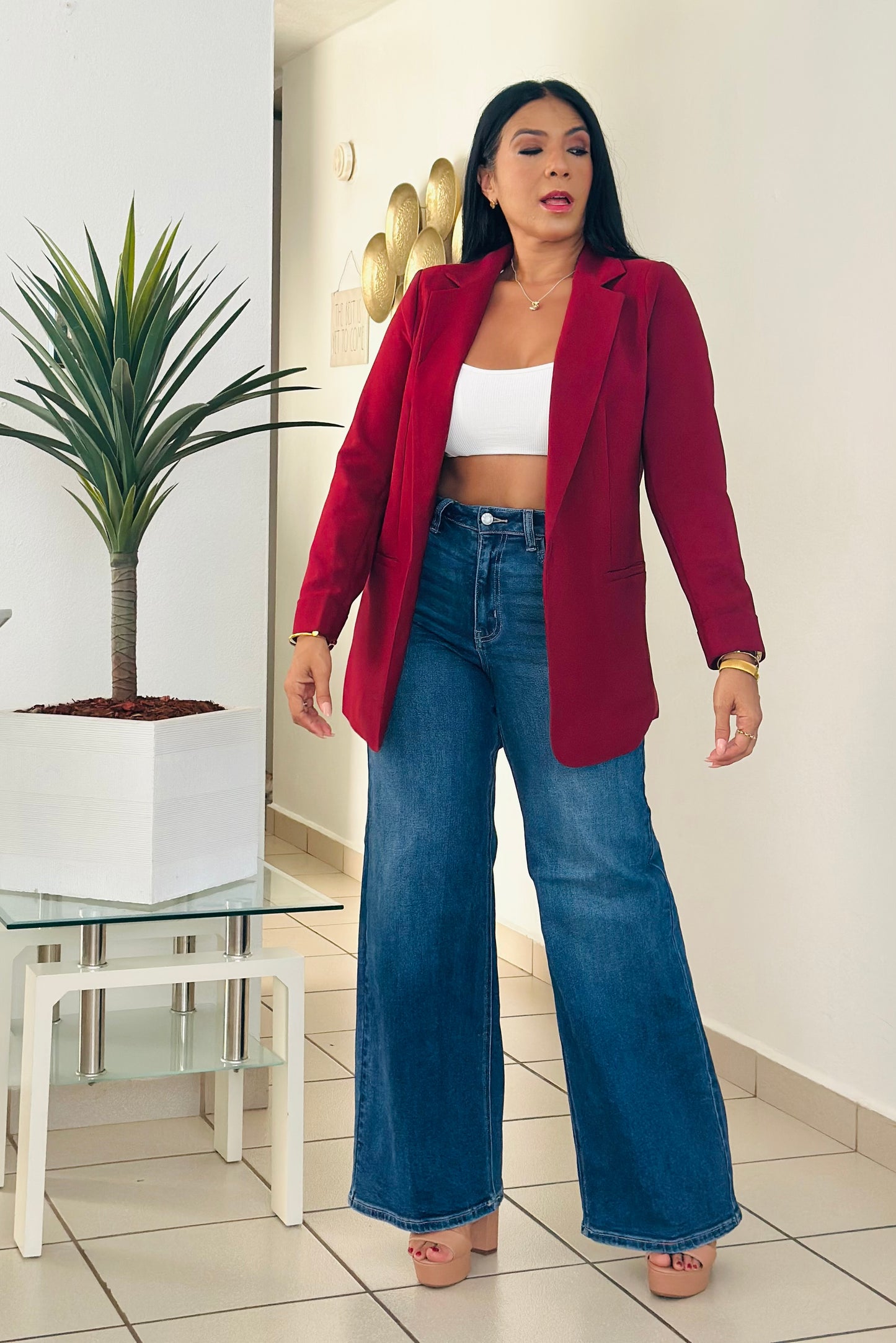 De Lujo Spandex (100 Lycra integrado) Premium Cello Wide Legs Blue Jeans