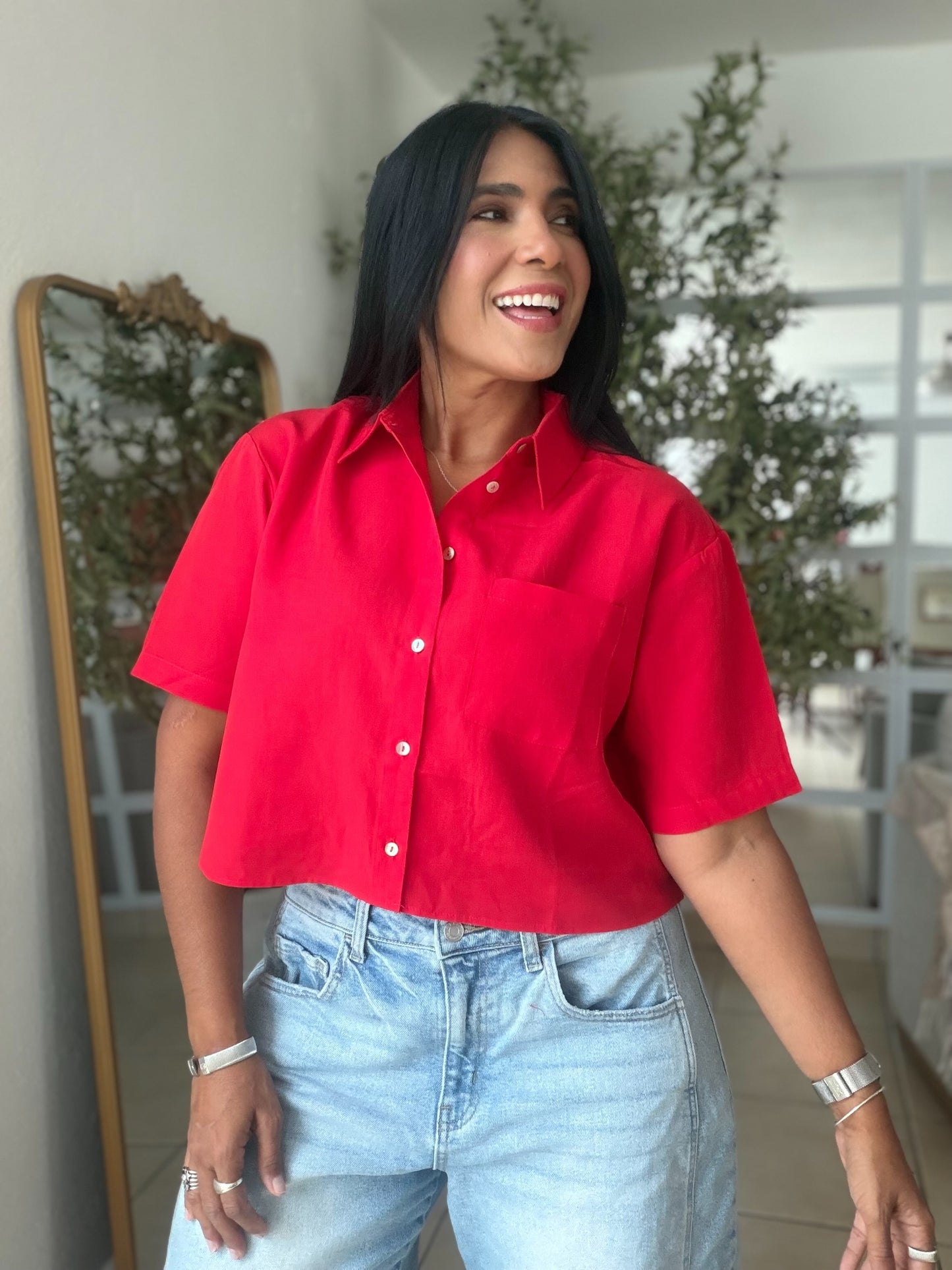 Mundial Choco Red Oversized Top