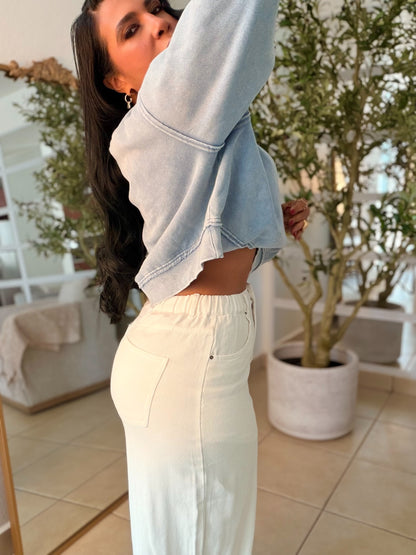 Arita White Wide Leg Spandex Pants (simula denim)