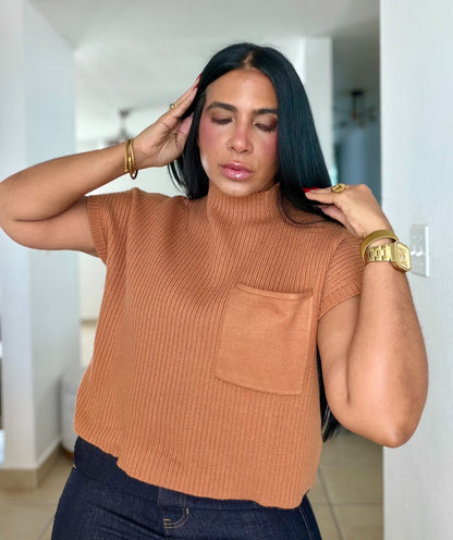 Avas Beige Camel Oversized Spandex Luxe Top (mega còmoda y fresquesita) color crema camel