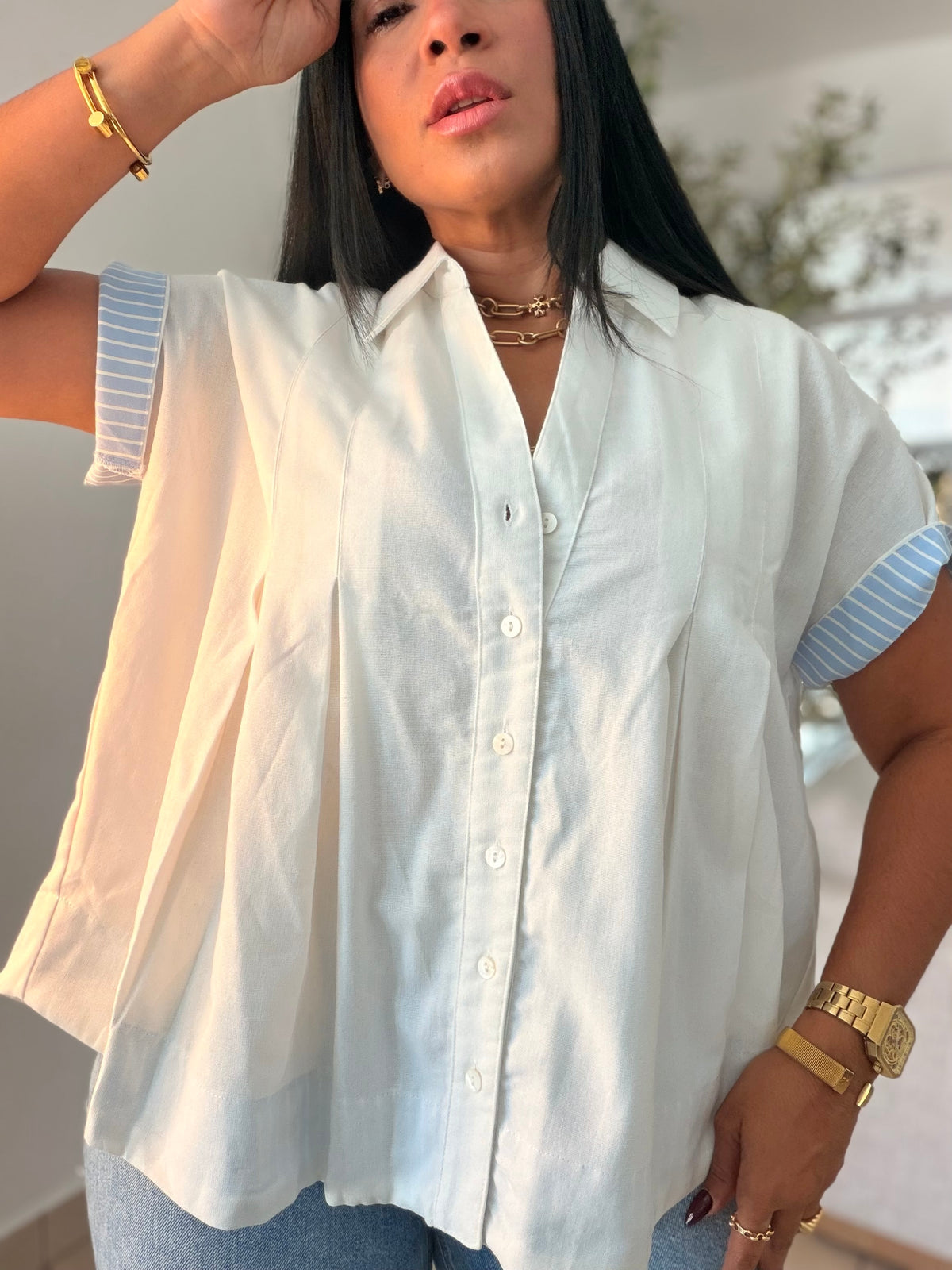 Luxe White Linen Oversized Blusòn (mangas se usan de dos formas) SOLD OUT GRACIAS