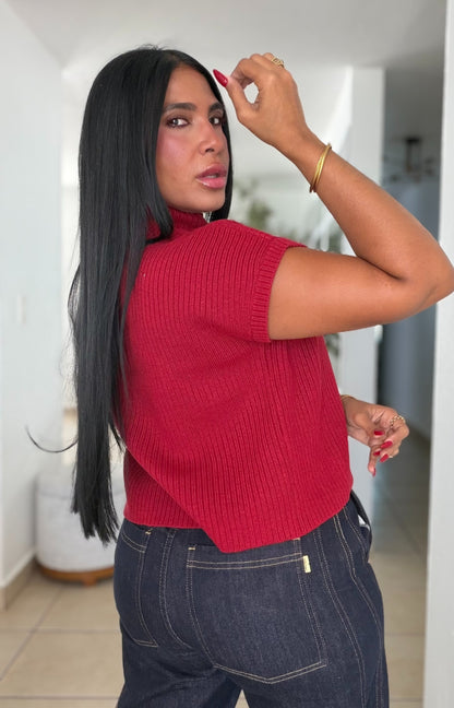 Avas Red Oversized Spandex Luxe Top (mega còmoda y fresquesita) color rojo
