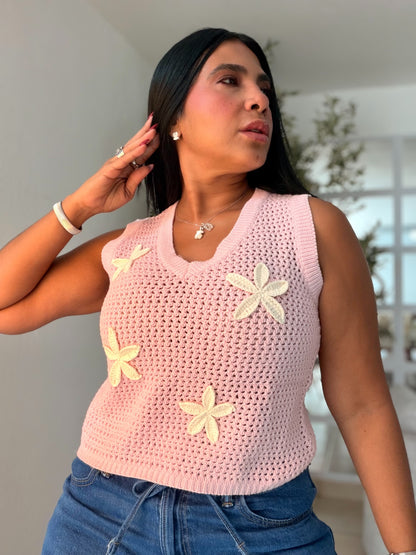 Estrellas Crochet Pretty Top Pink