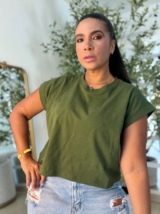Military Green  Oversized Cotton Top (color verde)