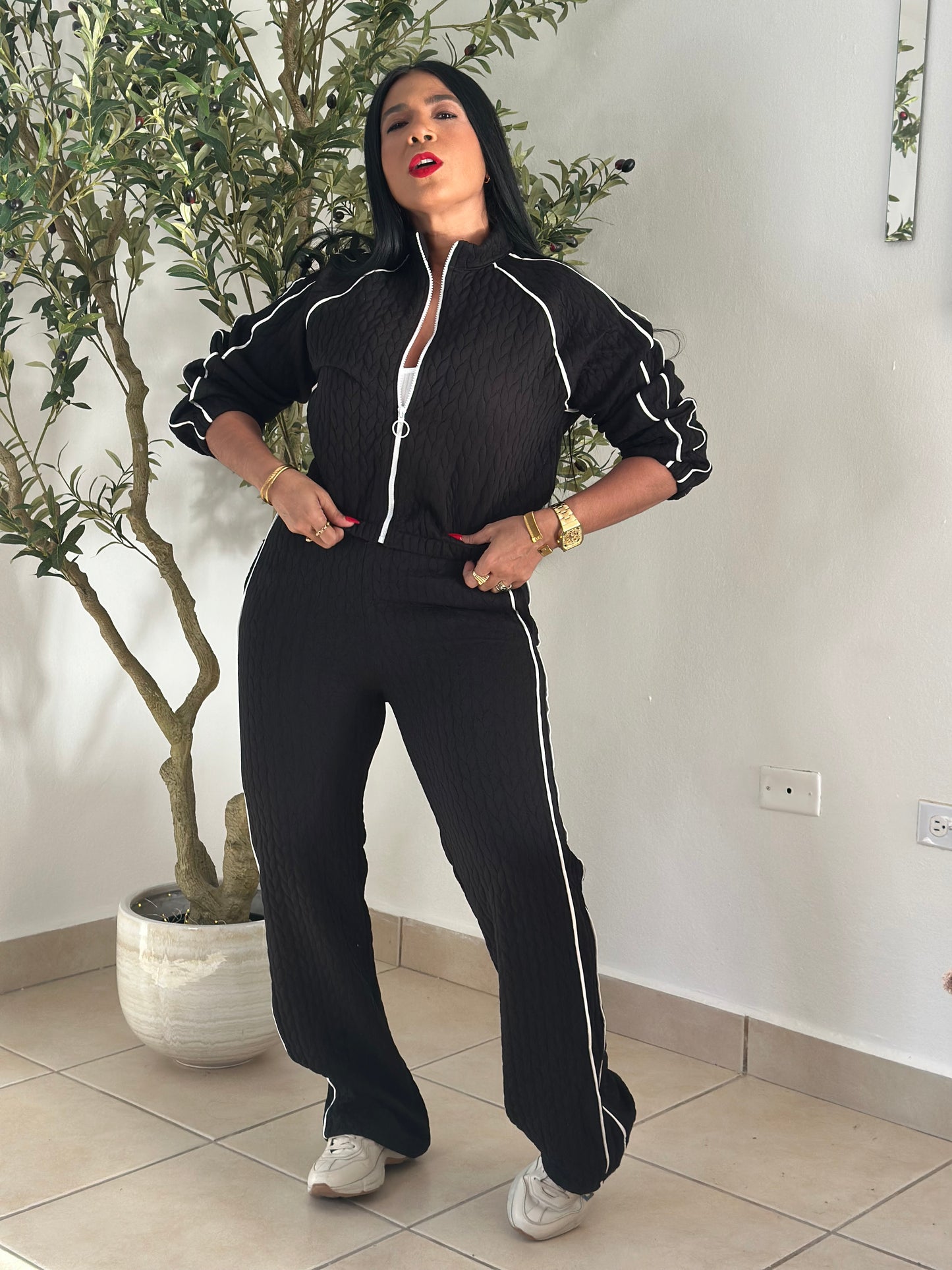 Oasis Black Luxe Spandex Pants and Travel Set (tiene bolsillos, mega cómodo y único color)