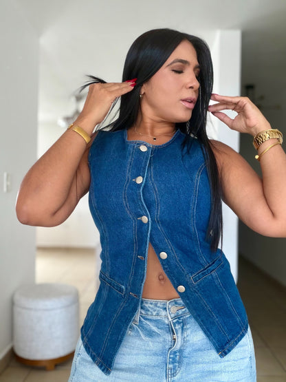 Darita Luxe Blue Denim Vest (SOLD)