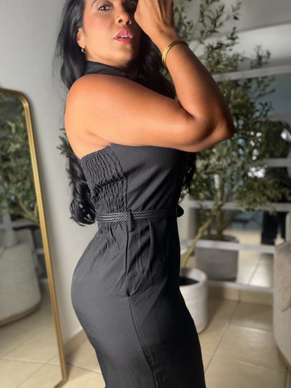 Mujeres Blacky Bien Spandex Jumpsuit (incluye correa) small me queda grande) color negro (SOLD OUT GRACIAS)