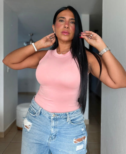 Rosa Pink Luxe Spandex Long Basic Top One Size