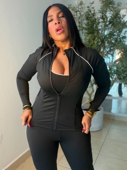 Gym o Diario Set! Mega Premium! Calidad Faja! Comprime todo!! Color black blacjy negro (3 piezas) Spandex Total Expandible (SOLD OUT GRACIAS)