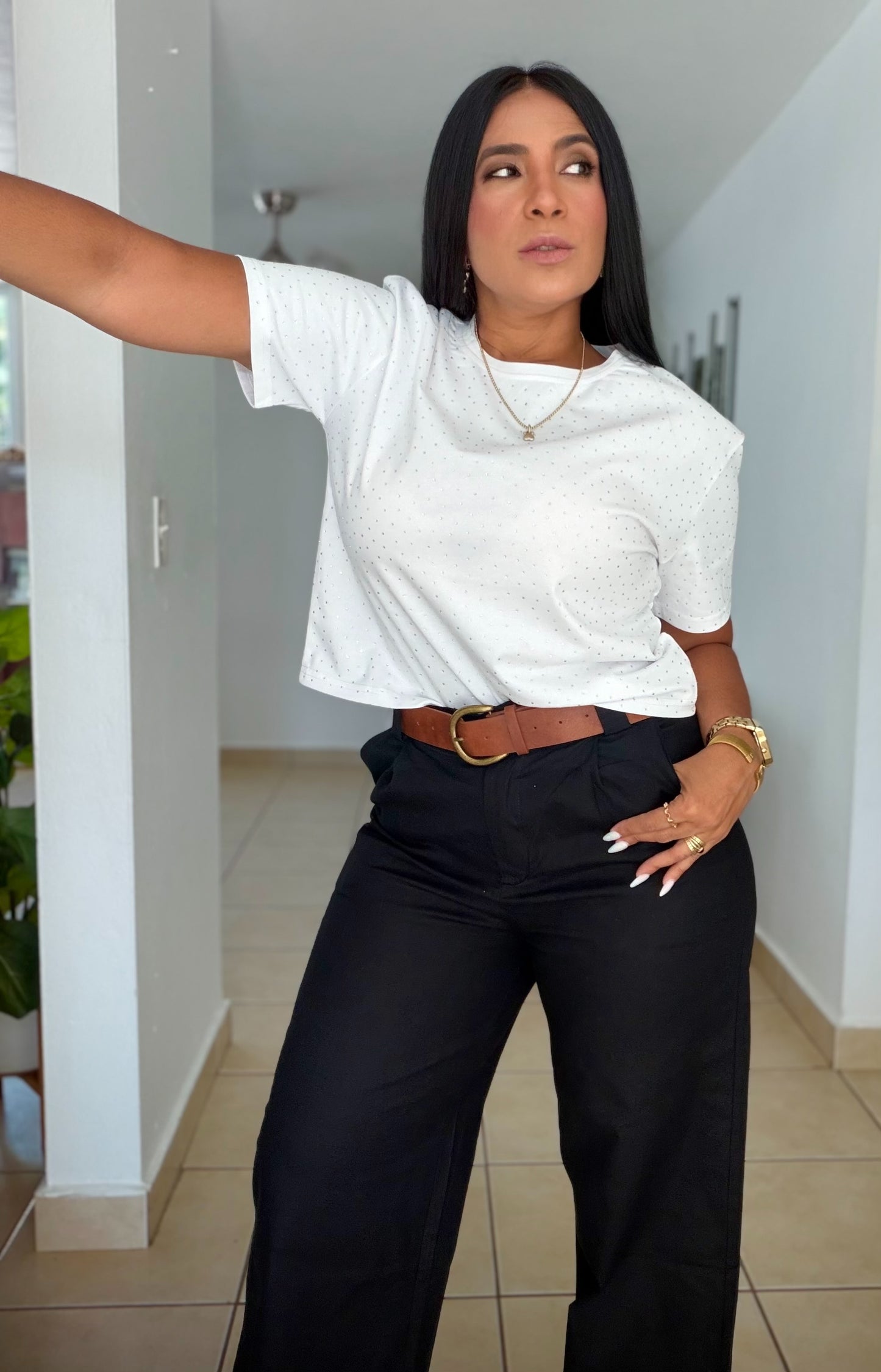 Glitter Luxe White Top