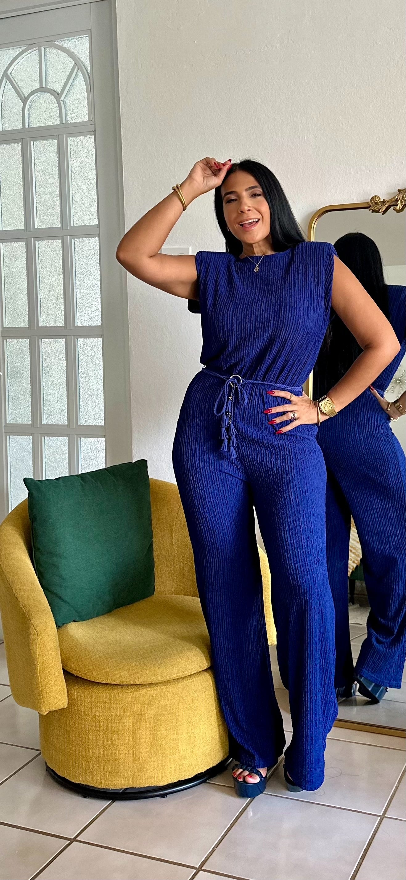 Bello Nautic Pleated Spandex JUMPSUIT (incluye cinturón removible)