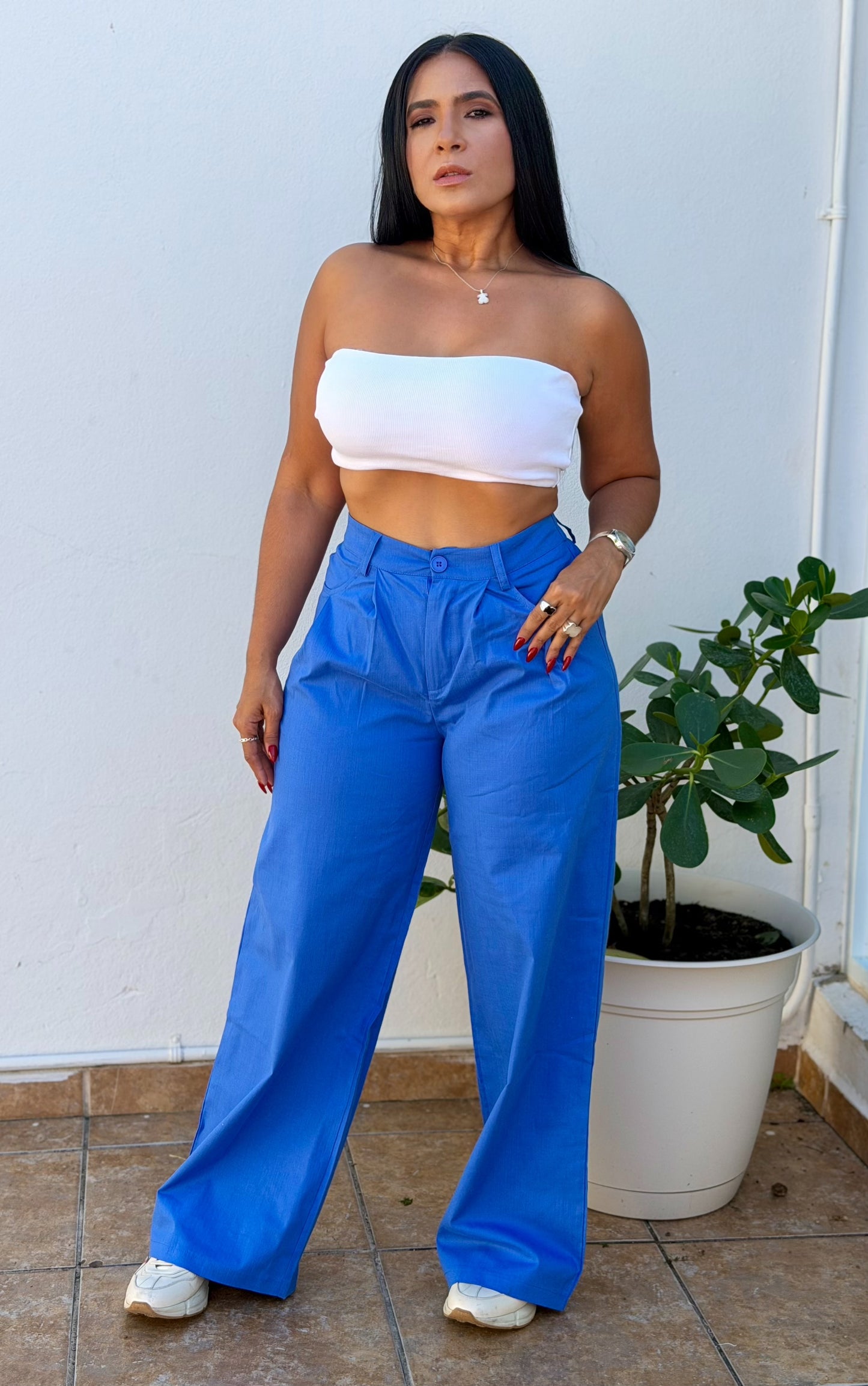 Y definitvamente es mío!! Omg! Royal Blue Luxe Linen Spandex Pants (incluye correa y es bien expandible!)Baggy Wide Leg