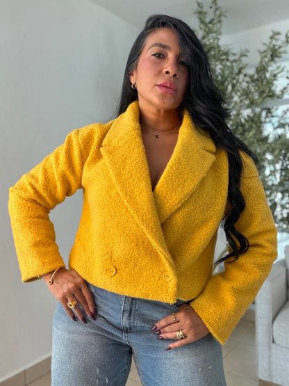Vintage Yellow Mustard Luxurey Textured Premiun Oversized Jacket Top
