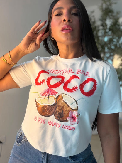 Hola Coco Graphic Luxe Top White (SOLD OUT GRACIAS)