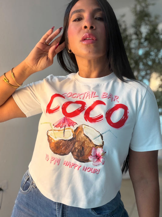 Hola Coco Graphic Luxe Top White (SOLD OUT GRACIAS)