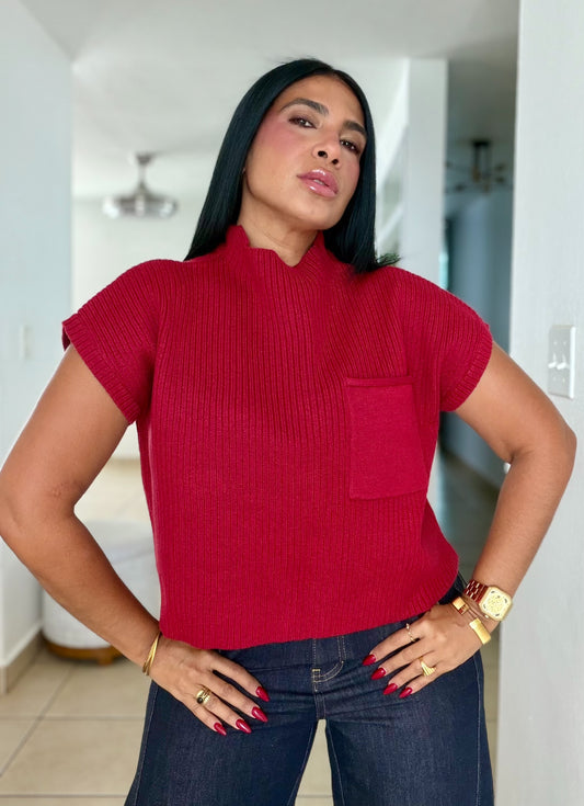 Avas Red Oversized Spandex Luxe Top (mega còmoda y fresquesita) color rojo