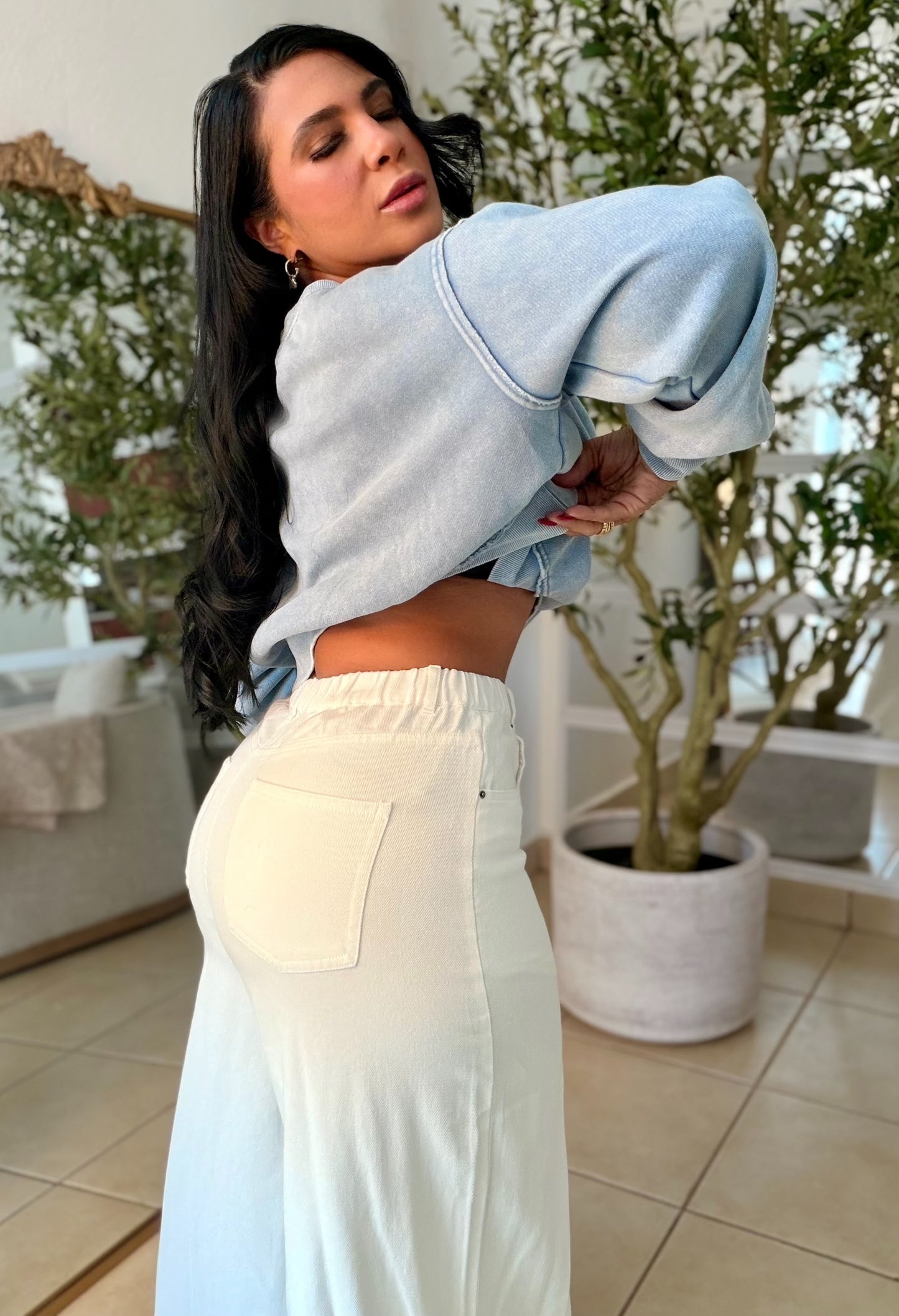 Arita White Wide Leg Spandex Pants (simula denim)
