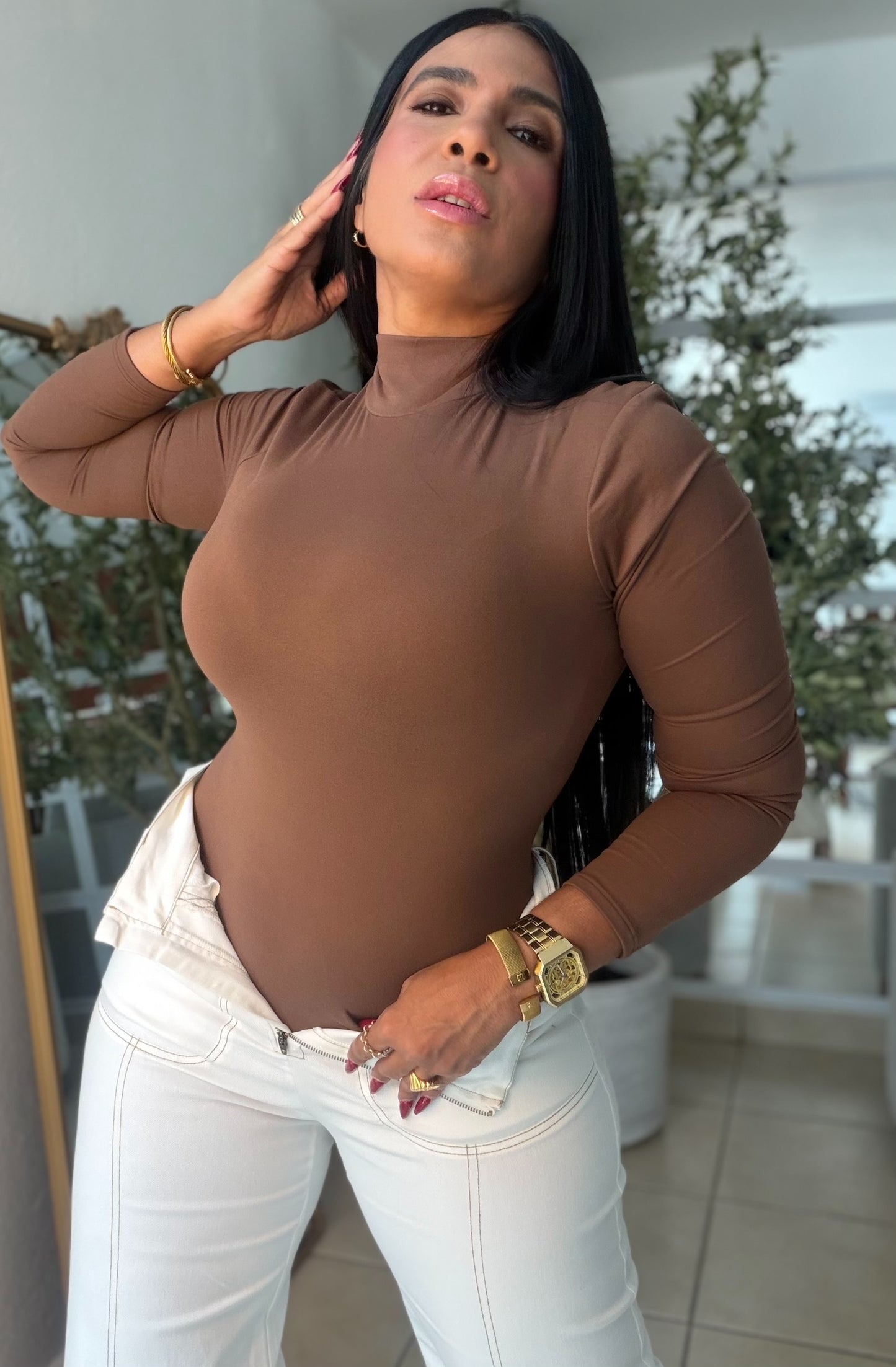 Choco Brown  Spandex Bodysuit