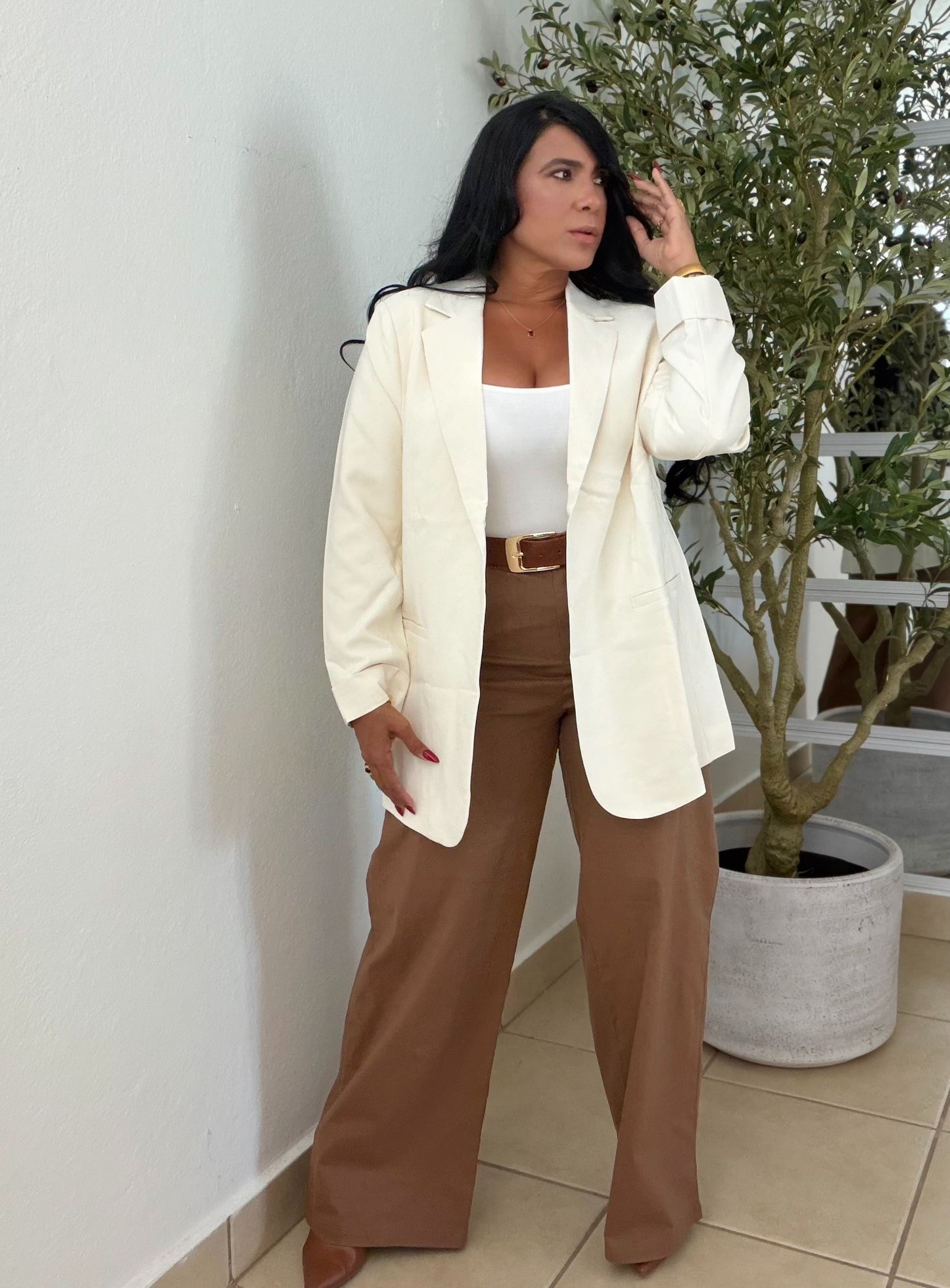 De Lujo Lino Marròn Brown Pantalones Expandible con correa incluìda (mega premium) SOLD OUT