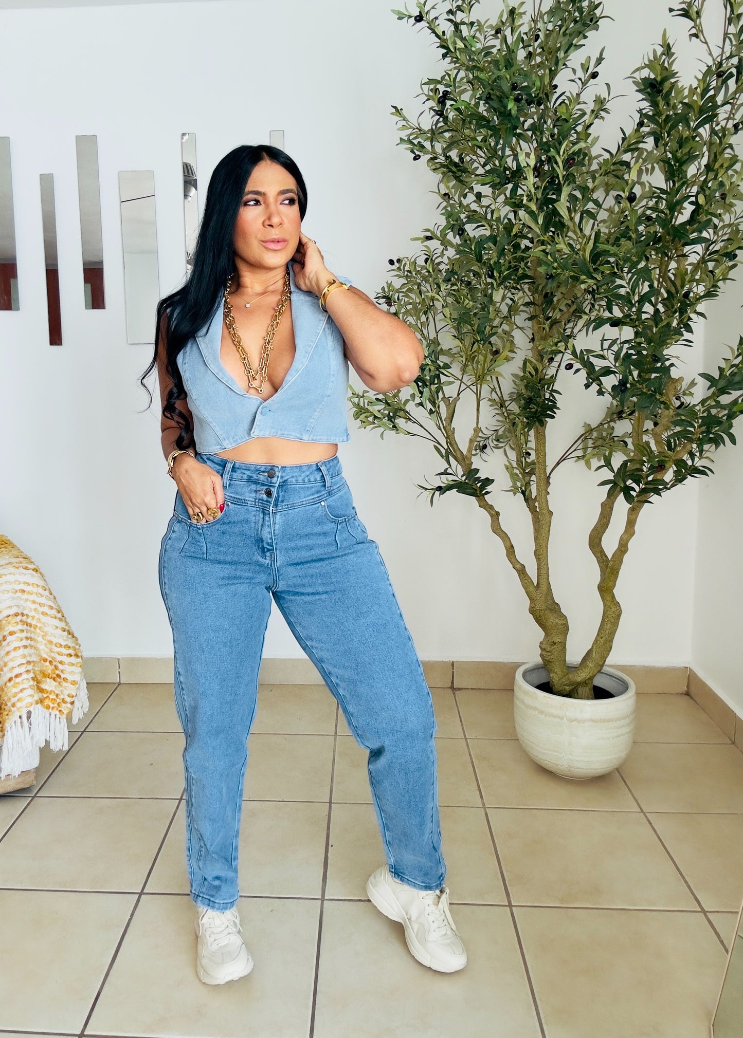 Denim  Blue Baggy Spandex Strechy Jeans