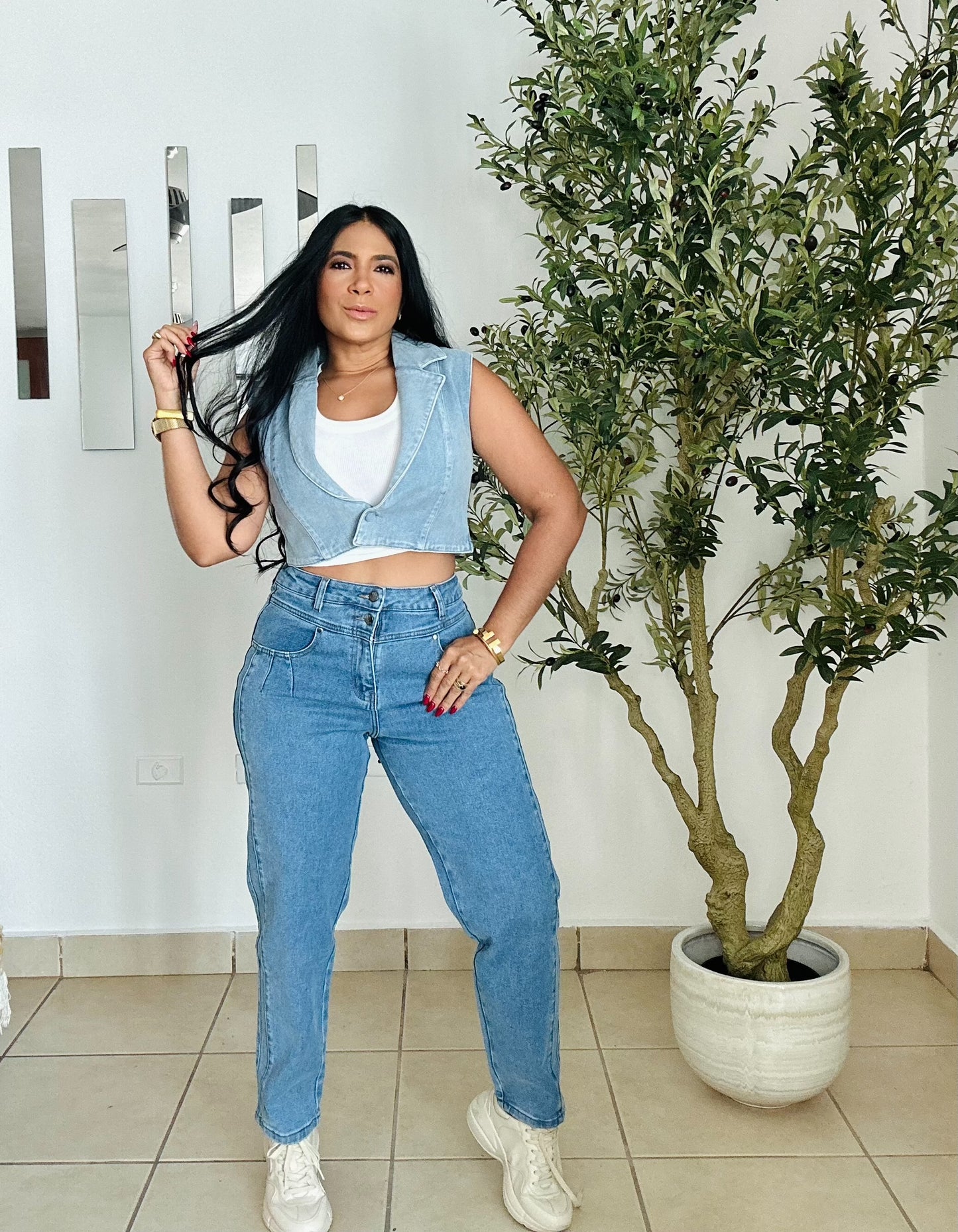 Denim  Blue Baggy Spandex Strechy Jeans