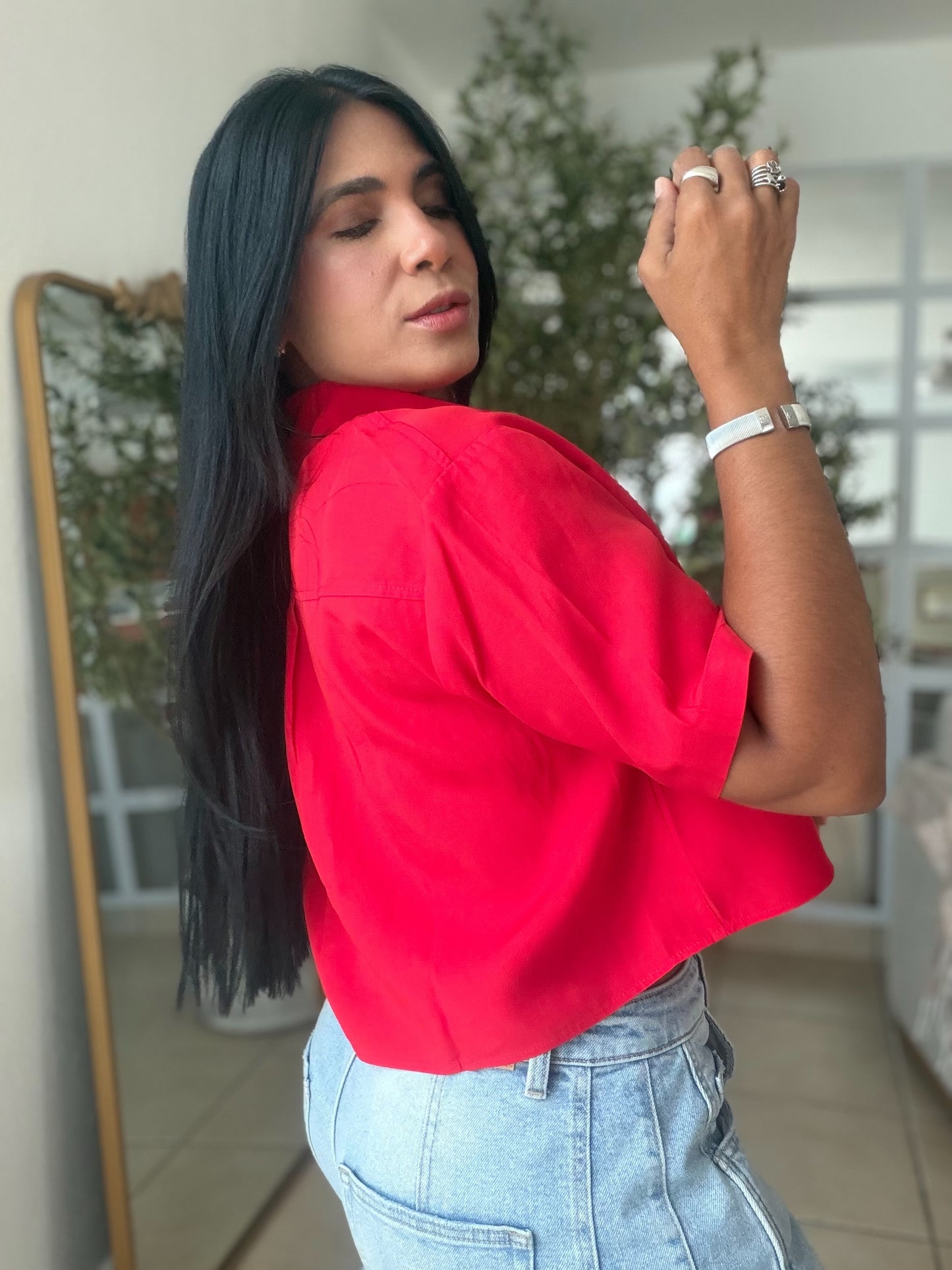 Mundial Choco Red Oversized Top