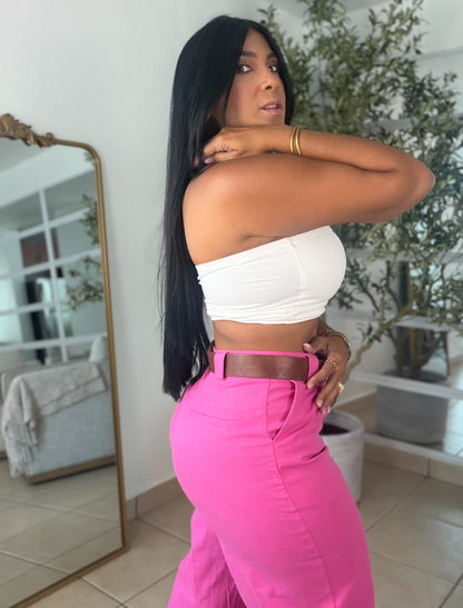 Y definitvamente es mío!! Fuschia Pink Luxe Linen Spandex Pants (incluye correa y es bien expandible!)Baggy Wide Leg