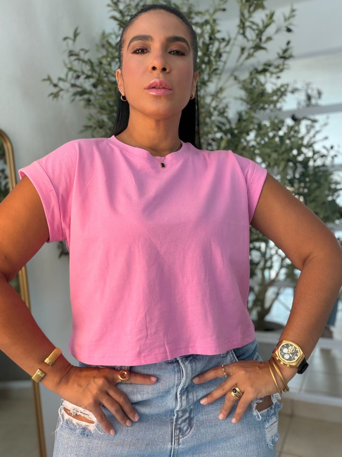 Rosa Pink Blacky Black (color rosa) Oversized Top Basic