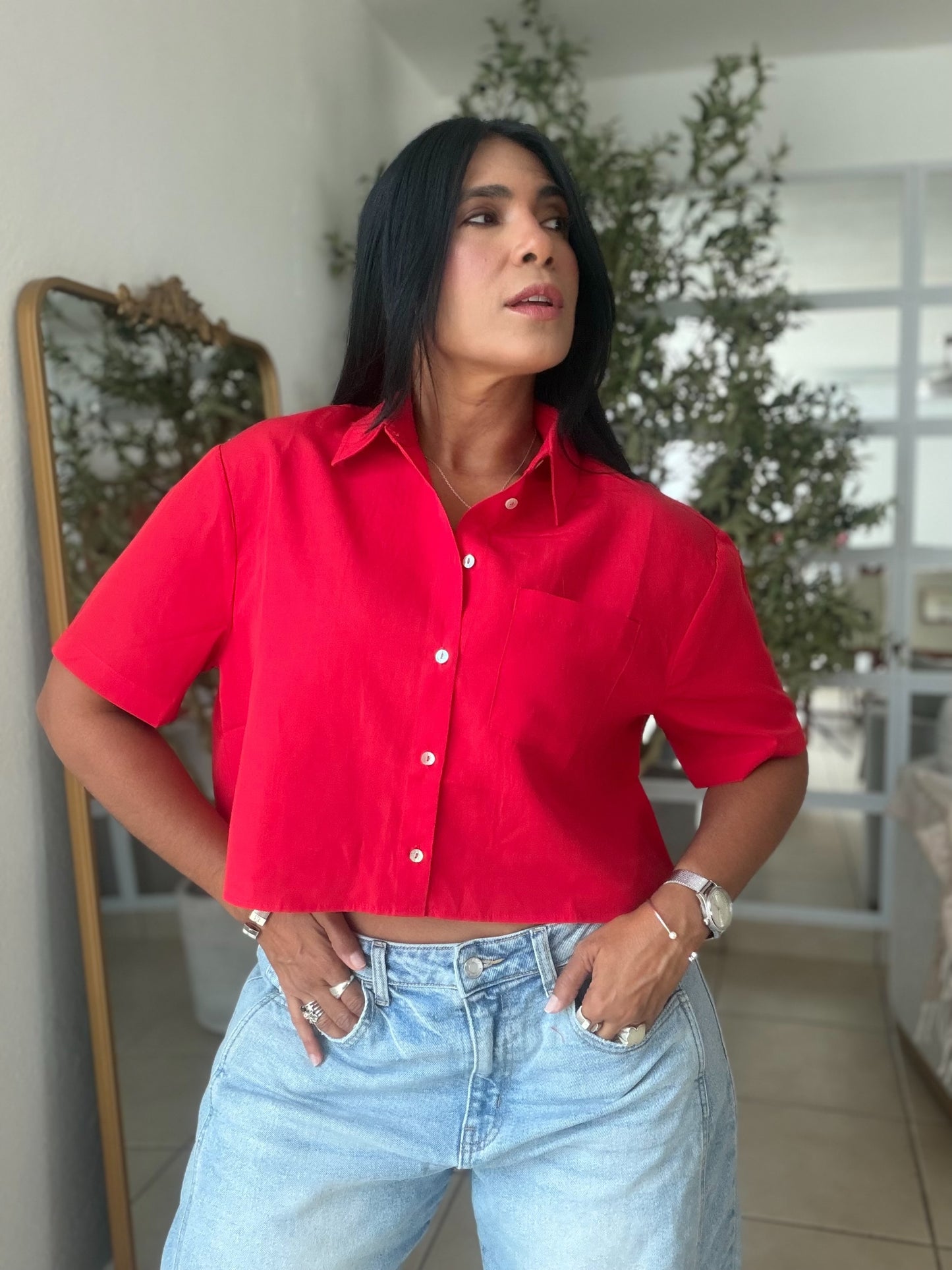 Mundial Choco Red Oversized Top