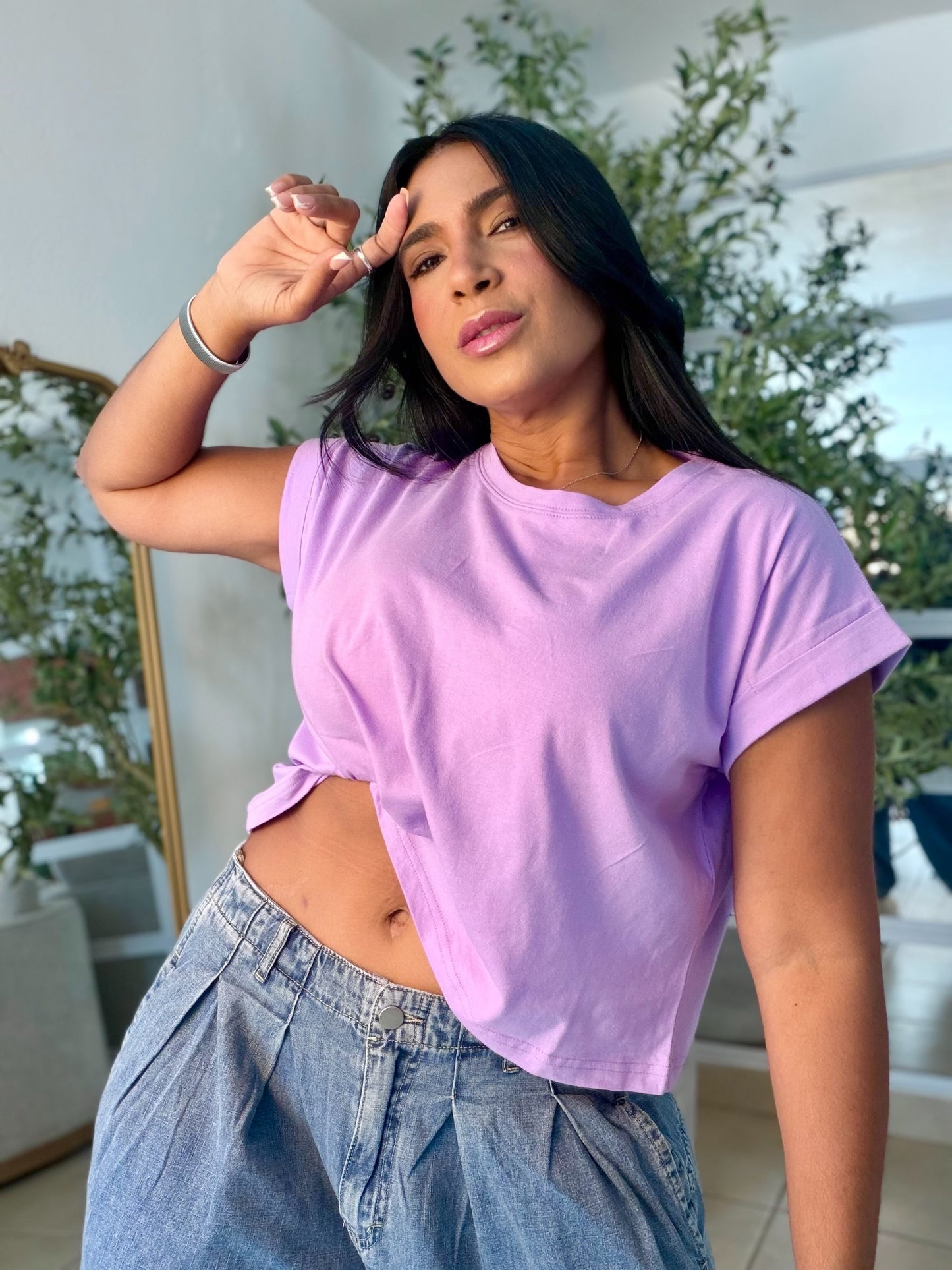 Lila Lavander Estilo Oversized Basic Top Calidad Premium