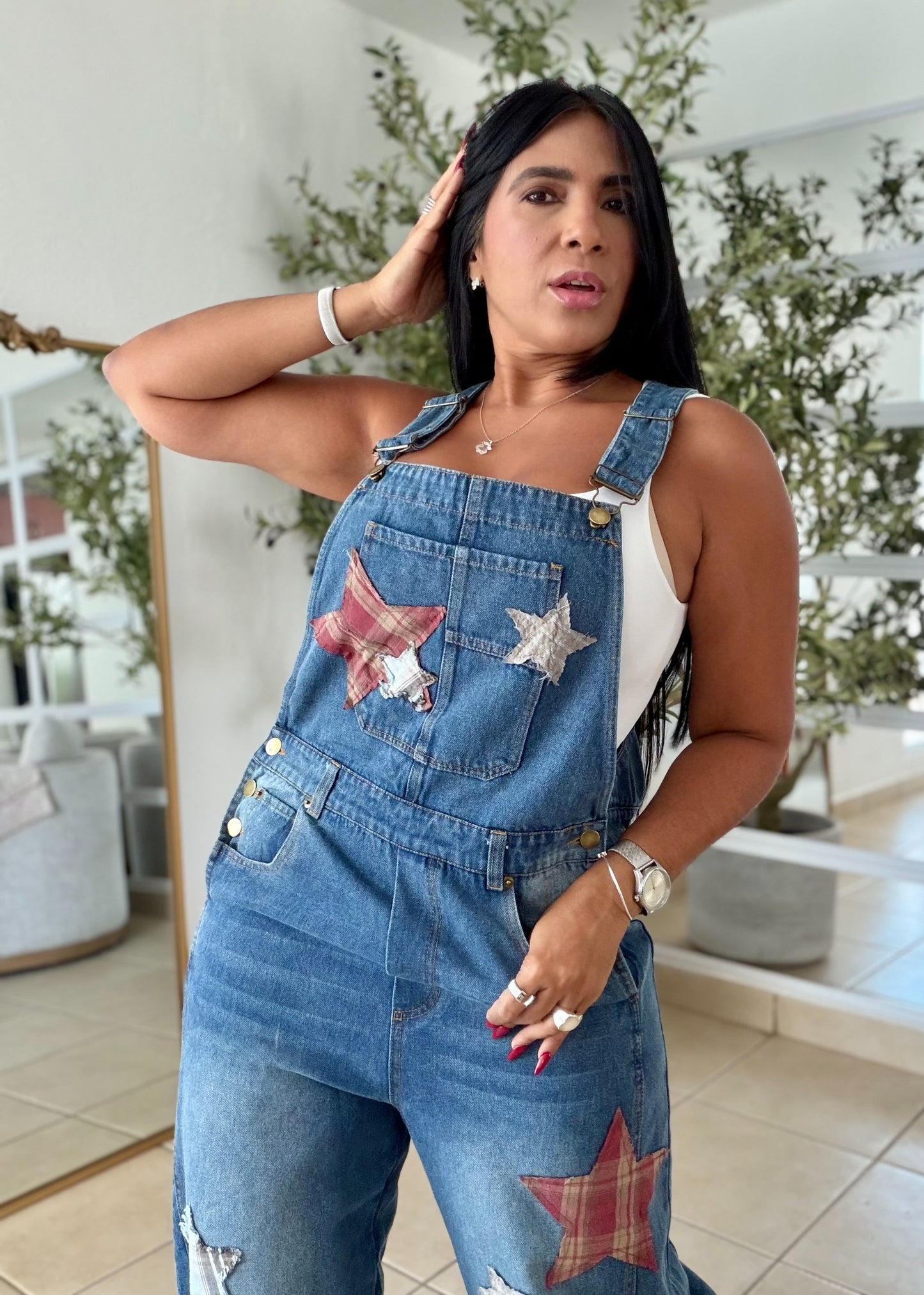 Baggy Barrell Denim Blue Oversized Overall Spandex y detalles de estrellas fijos (SOLD OUT)