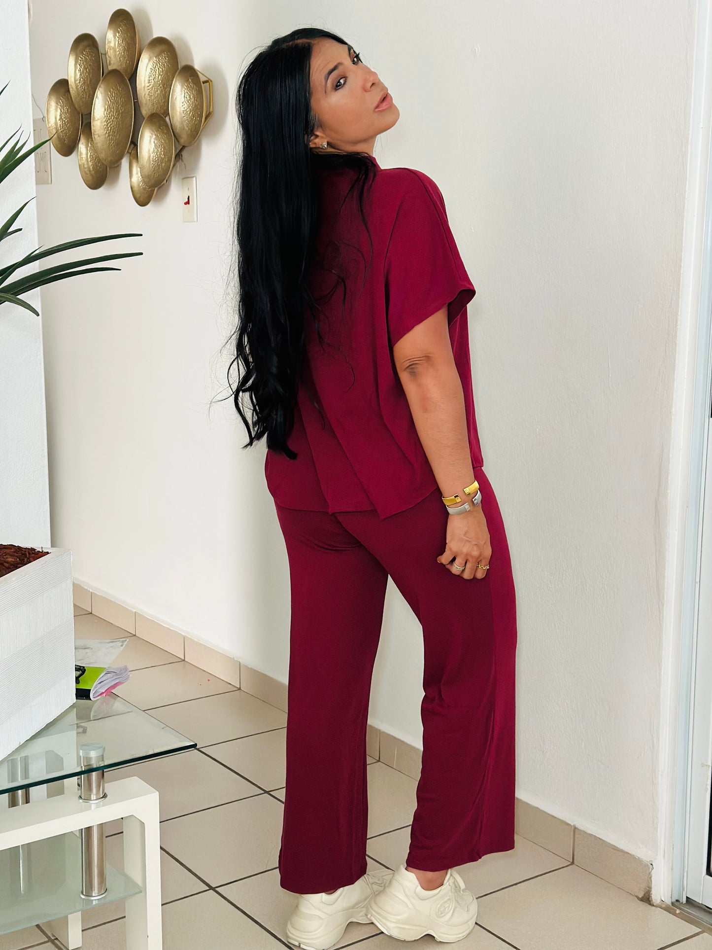 Chic Wine Travel Set Cotton Spandex Premium (Oversized)
