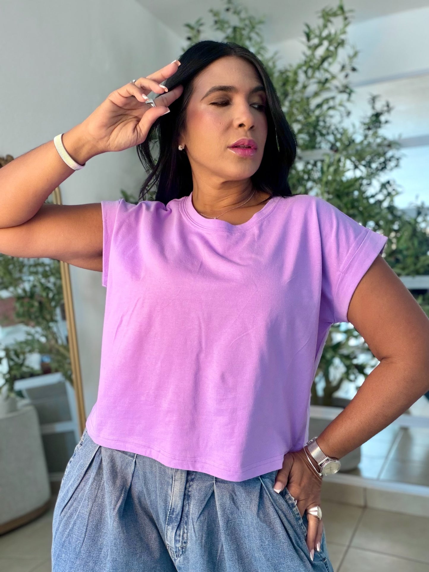 Lila Lavander Estilo Oversized Basic Top Calidad Premium