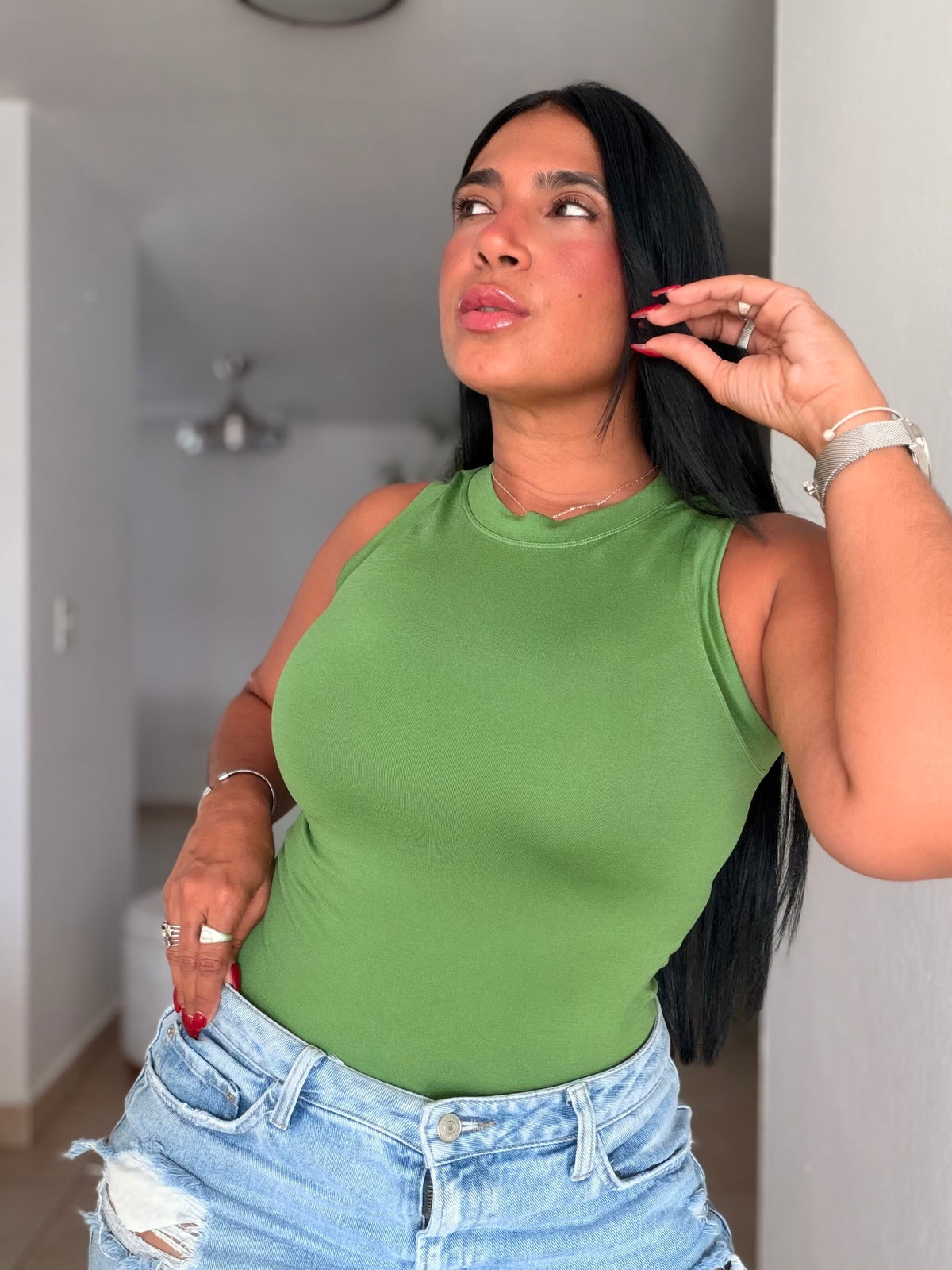 Apple Green Luxe Spandex Ling Basic Top (Sold out)