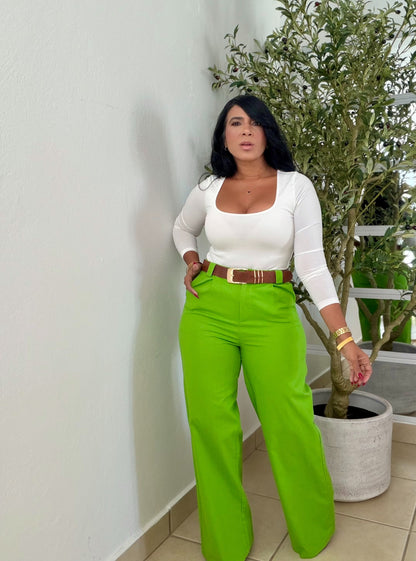 Apple Green Linen Pants Spandex (incluye cinturón. Omg!