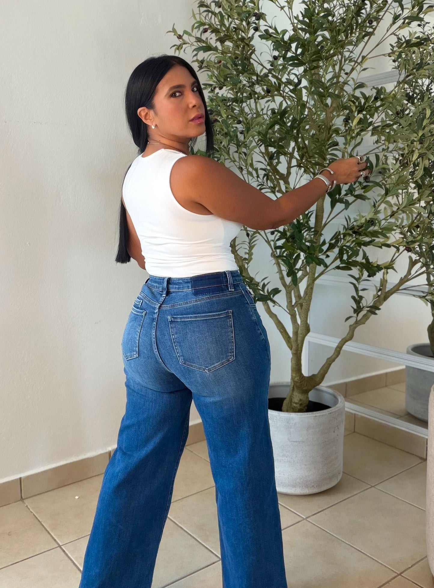 Spandex Wide Leg Vibrant Jeans (nueva colecciòn bien spandex)
