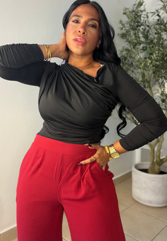 Luxe Collection Spandex Blacky Black Long Sleeve Top