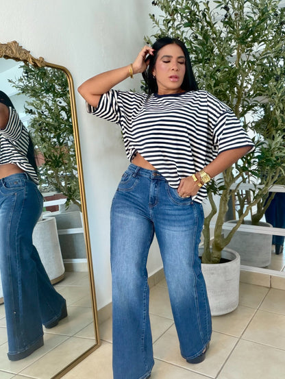 Spandex Wide Leg Vibrant Jeans (nueva colecciòn bien spandex) Blue Jeans (SOLD OUT GRACIAS)