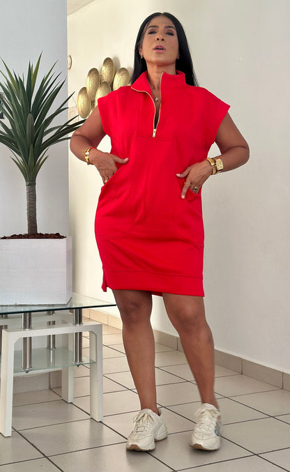 Reinas Red Luxe Spandex Oversized Style Dress With Dress (lo amo!! Y lo amarás) Large sirve a Xlg también