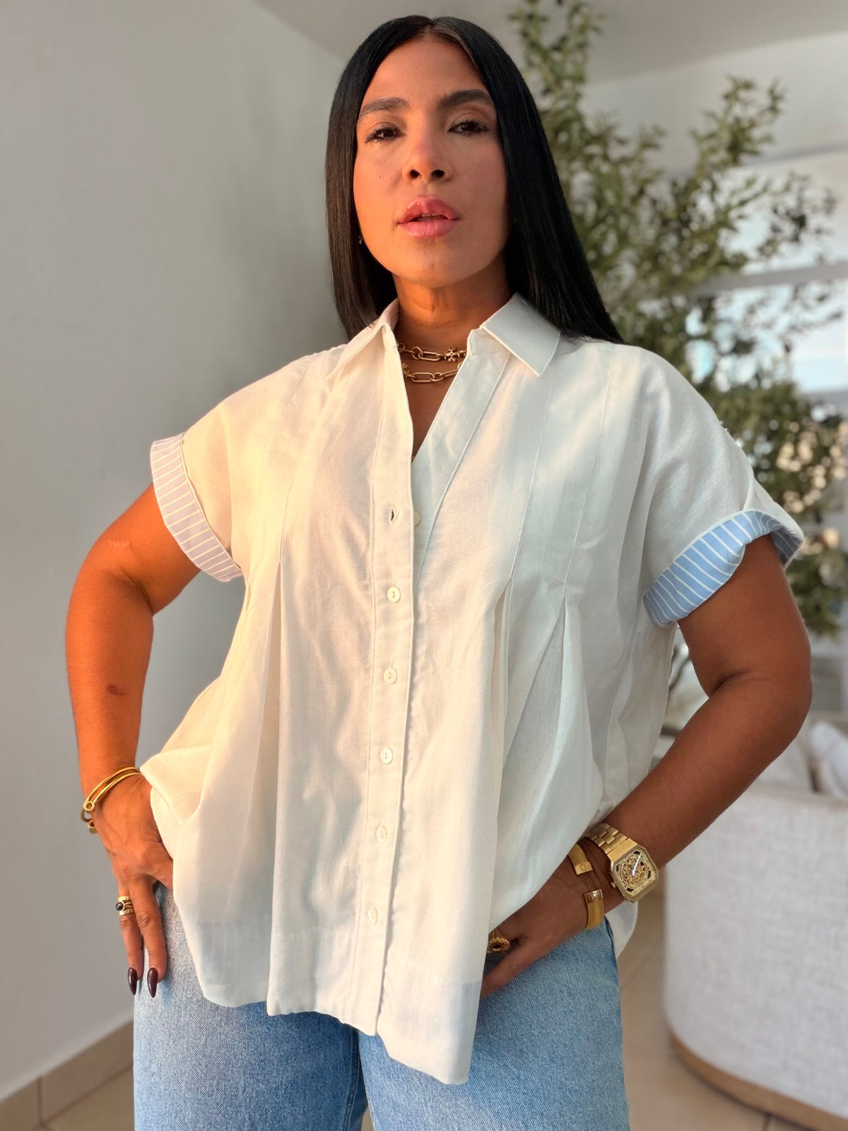 Luxe White Linen Oversized Blusòn (mangas se usan de dos formas) SOLD OUT GRACIAS