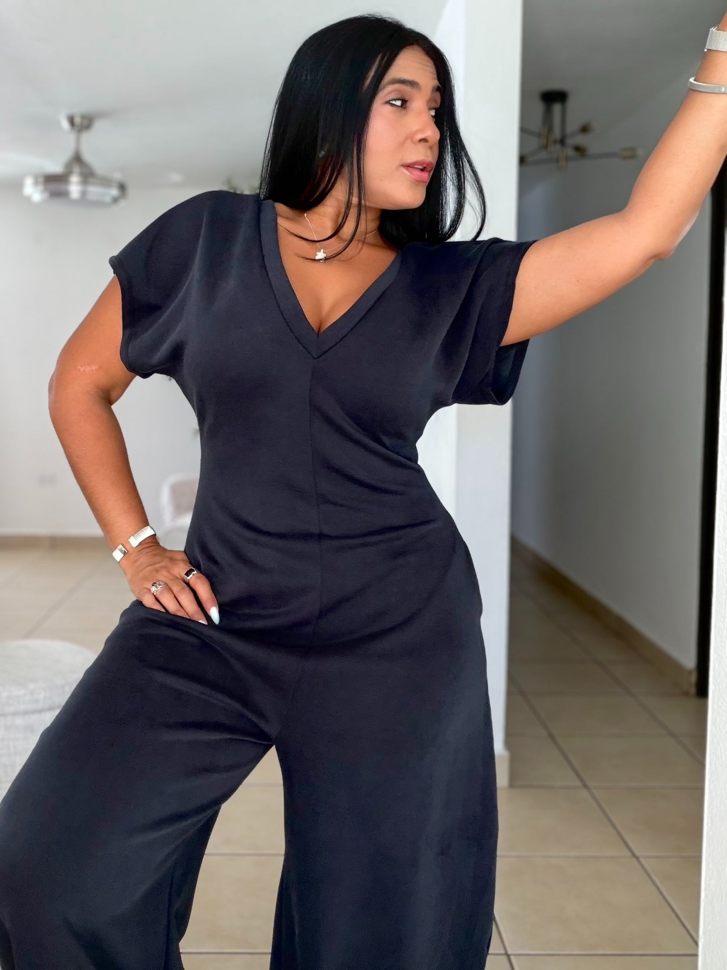 Baggy Blacky Spandex Luxe Jumpsuit (tiene bolsillos)PRE ORDEN