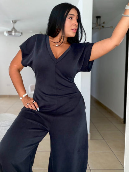 Baggy Blacky Spandex Luxe Jumpsuit (tiene bolsillos)PRE ORDEN