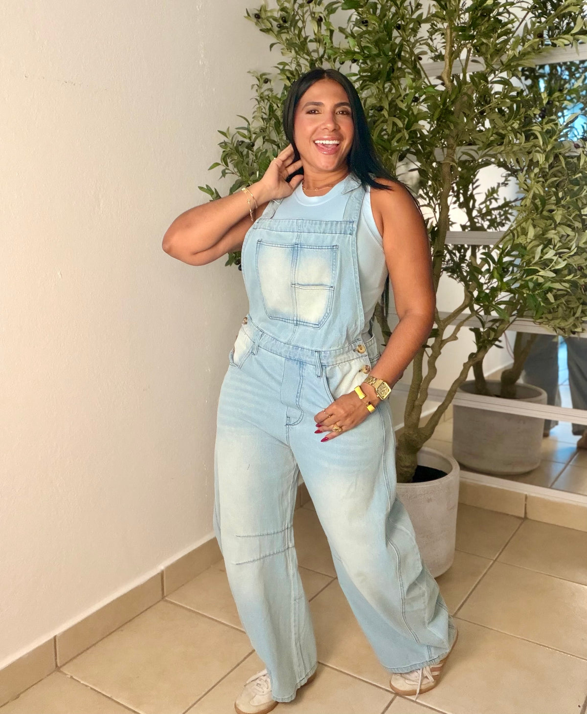 Baggy Barrel Spandex Overall Mega Premium.  Denim light Blue. Color azul claro (SOLD OUT GRACIAS)